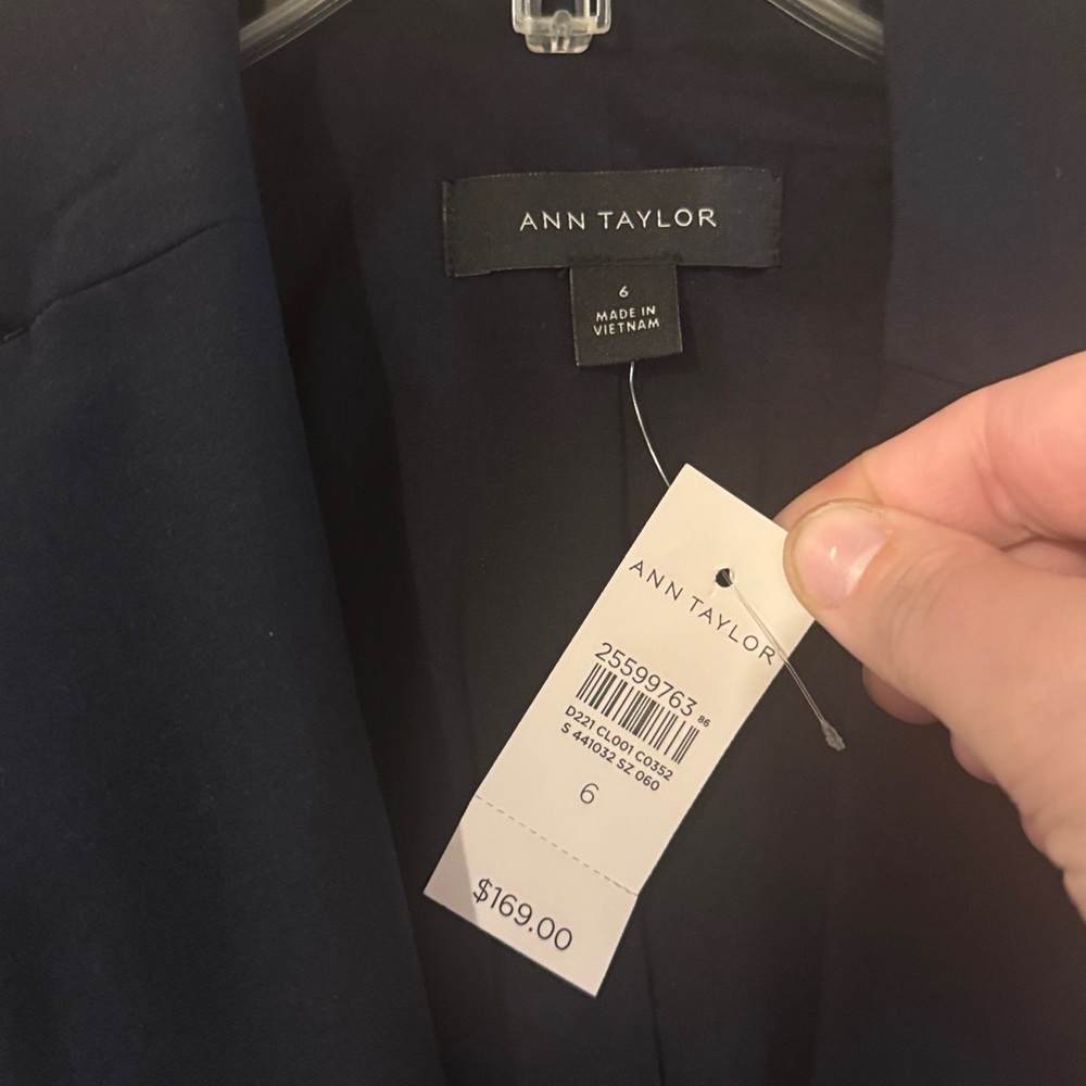 Ann Taylor Women’s One Button Blazer Suit Jacket Office New Black Size 6 - Picture 4 of 6
